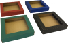 színes dobozok - Színes kis méretű önzáró, ablakos (fóliás) tároló doboz (113x113x22 mm)