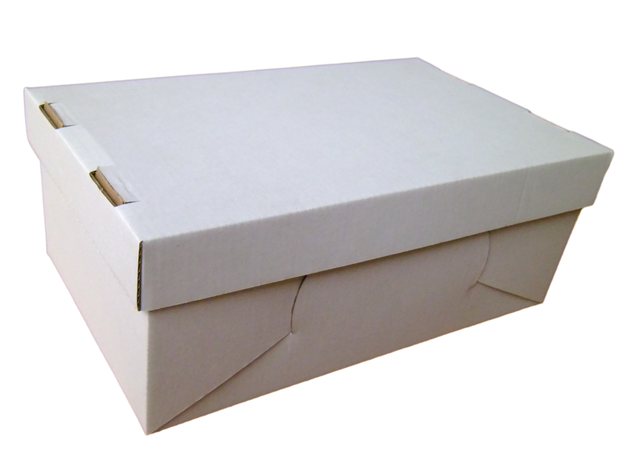 Cipős doboz, fedeles  (280x170x100 mm) hullámkarton fedeles cipős doboz

Méret: 280 x 170 x 100 mm - hullámkarton fedeles cipős doboz

Felhasználás: cipők, papucsok, csizmák tárolására alkalmas hullámkarton cipős doboz

Anyag: mikrohullám karton papír
Színek: 
alap: barna, fehér
színes: bordó, fekete, kék, zöld