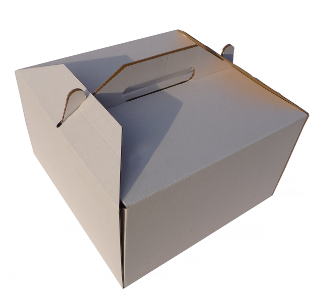 Tortás doboz, normál (260x260x150 mm) Tortás doboz, normál méretű önzáródós hullámkarton tortás doboz 

Felhasználás: normál méretű torták tárolására, szállítására alkalmas hullámkarton doboz

Méret: 260 x 260 x 150 mm - hullámkarton tortás doboz

Anyag: mikrohullám karton papír
Színek: 
alap: barna, fehér
színes: bordó, fekete, kék, zöld